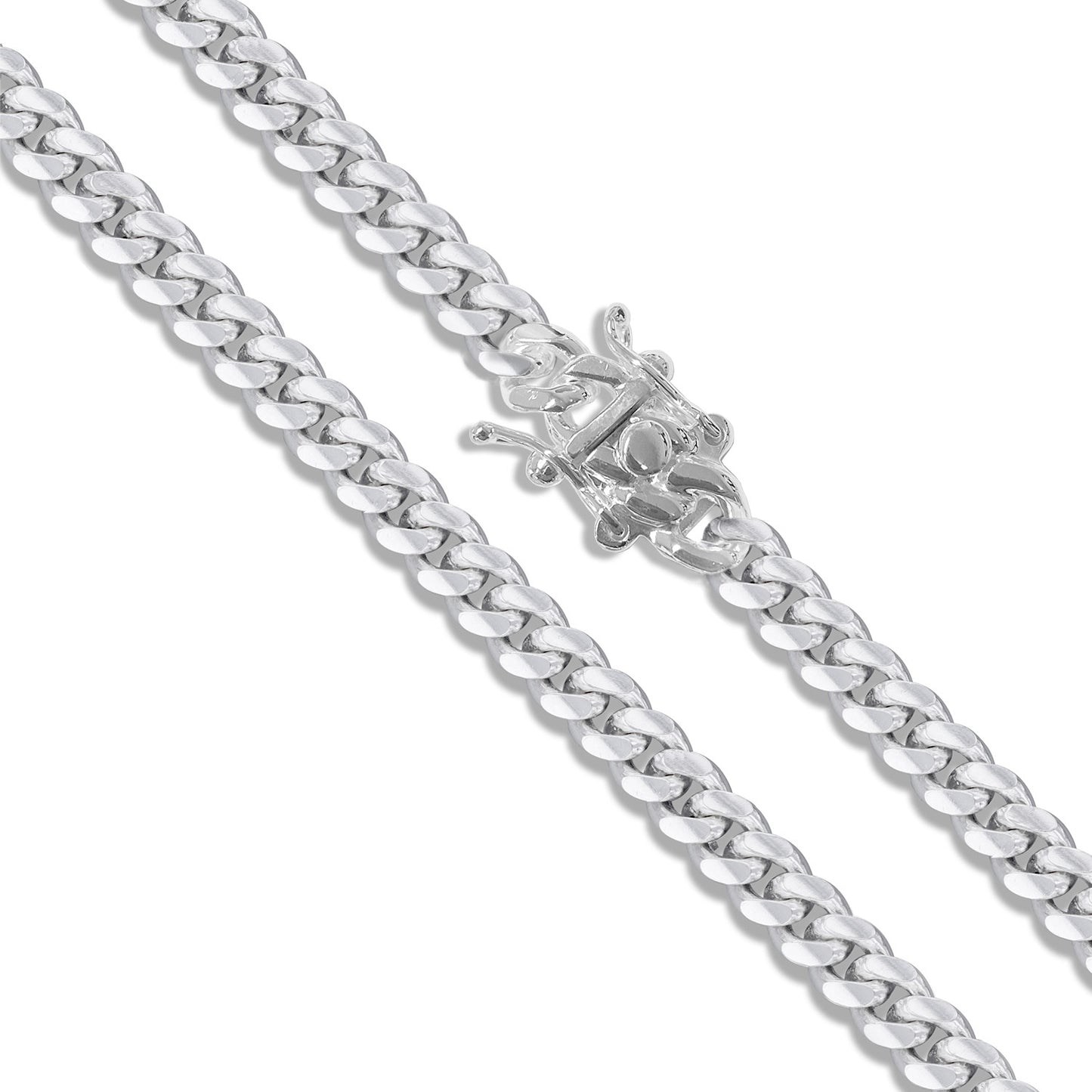 Miami Cuban 250 Box Lock - 9.2mm - Sterling Silver Miami Cuban Link Chain