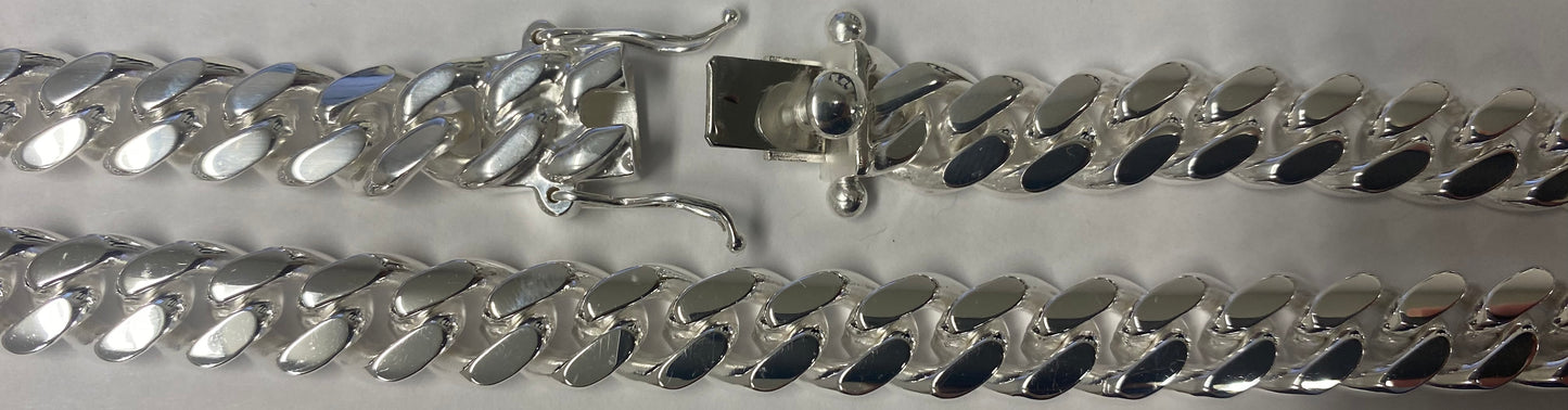 Miami Cuban 250 Box Lock - 9.2mm - Sterling Silver Miami Cuban Link Chain