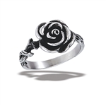 Stainless Steel Rose RING With Twisted Vine Shank