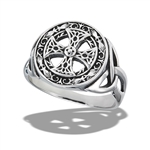 Stainless Steel Intricate Iron Cross And Side Triquetras Ring