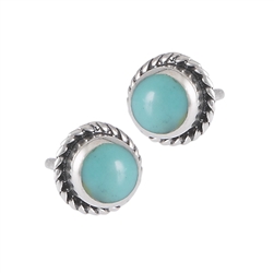 Sterling Silver Stud Earring with Synthetic Turquoise