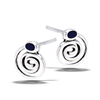 Sterling Silver Swirl Stud Earrings With Synthetic Black Onyx