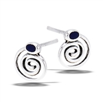 Sterling Silver Swirl STUD EARRINGS With Synthetic Black Onyx