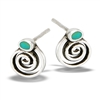 Sterling Silver Swirl Stud Earrings With Synthetic Turquoise