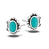 Sterling Silver Lace Stud Earring With Synthetic Turquoise