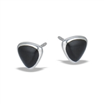 Sterling Silver High Polish Modern Triangle Stud Earring With Synthetic Black Onyx