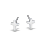 ''Sterling Silver High Polish Small, Solid Cross Stud EARRING''
