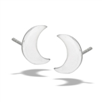 Sterling Silver Solid High Polish Crescent Moon Stud EARRING