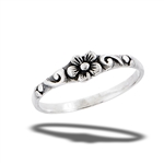 Sterling Silver FLOWER Ring With Scroll