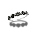 Sterling Silver Five FLOWERS Ring