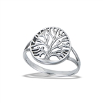 Sterling Silver Tree Of Life With Detailed Bark Ring