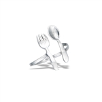 Sterling Silver High Polish Adjustable Fork And Spoon RING