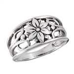Sterling Silver FLOWER With Swirls Ring
