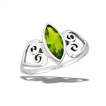 Sterling Silver Celtic Heart Ring With Synthetic PERIDOT