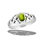Sterling Silver Celtic Ring With Synthetic PERIDOT