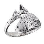Sterling Silver Heavy Fish RING