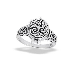 Sterling Silver Detailed Celtic Poison Ring (Opens)