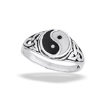Sterling Silver Classic Yin And Yang Ring With Triquetras