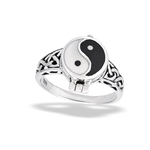 Sterling Silver Yin And Yang Poison Ring With Side Shank Celtic Weave