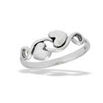 Sterling Silver Double Heart And Swirl Ring