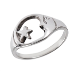 Sterling Silver Moon and Star RING