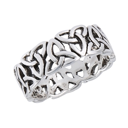 Sterling Silver Heavy Endless Triquetras Ring
