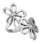 Sterling Silver Heavy Double FLOWER Ring