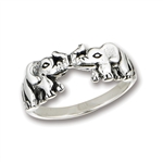 Sterling Silver Two Elephants RING