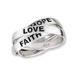 ''Sterling Silver Triple Band Hope, Love, and Faith RING''