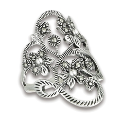 Sterling Silver Flower Ring with marcasite