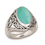 Sterling Silver Celtic RING with Synthetic Turquoise