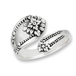 Sterling Silver Victorian Spoon Ring With FLOWER
