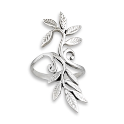 Sterling Silver Swirly Leaves Ring