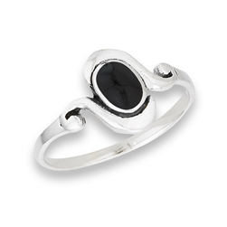 Sterling Silver Modern Ring With Synthetic Black Onyx