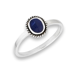 Sterling Silver Braided Bali Style Oval RING With Synthetic Sodalite
