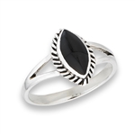 Sterling Silver Synthetic Black Onyx RING With Oxidized Braid