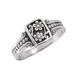 Sterling Silver FLOWER With Scroll And Dots Ring