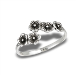 Sterling Silver Chain Of FLOWERS Ring