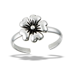 Sterling Silver Oxidized Flower Toe RING