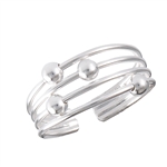 Sterling Silver Adjustable Toe RING With Four Sliding Balls