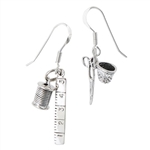 ''Sterling Silver RULER, Spool, Scissors, And Thimble Earring''