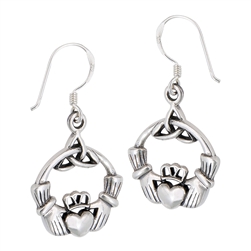 Sterling Silver Celtic Claddagh and Triquetra Earring