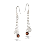 Sterling Silver DANGLE Earring With Red And White Crystals