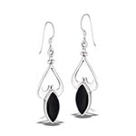 Sterling Silver Heavy Classic DANGLE Earring With Synthetic Black Onyx