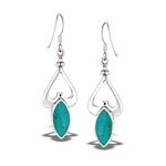 Sterling Silver Heavy Classic DANGLE Earring With Synthetic Turquoise