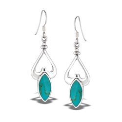Sterling Silver Heavy Classic Dangle Earring With Synthetic Turquoise