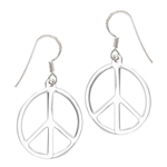 Sterling Silver High Polish Peace Sign EARRINGS