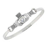 Sterling Silver Heavy Claddagh BANGLE (Opens)
