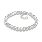 Sterling Silver 6 mm Bead Bracelet With One Inch Extension