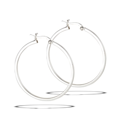 Sterling Silver 2 mm x 40 mm Squared Off Tube Hoop Earring